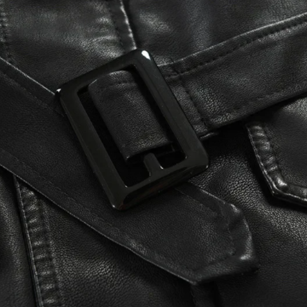 Damien™ | Veste de biker longue en cuir élégante