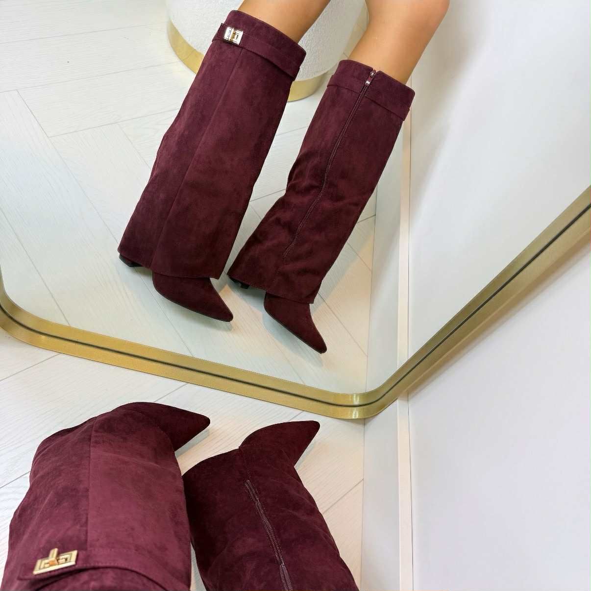 ÉLODIE™ | BOTTE EFFET DAIM AVEC BOUCLE 9501A BORDEAUX