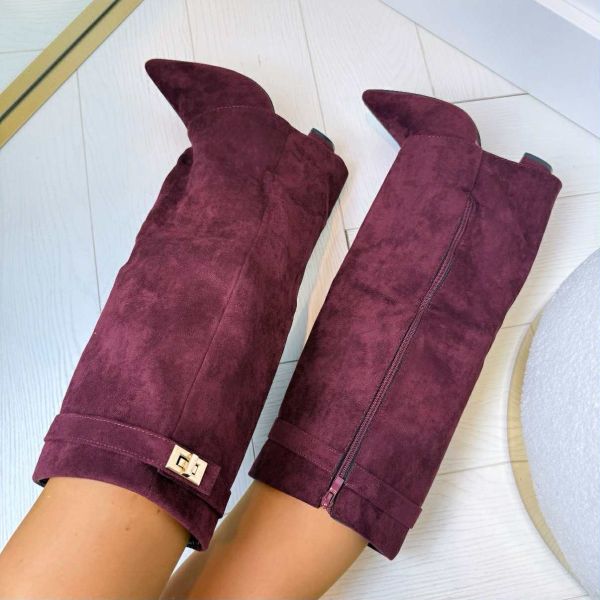 ÉLODIE™ | BOTTE EFFET DAIM AVEC BOUCLE 9501A BORDEAUX