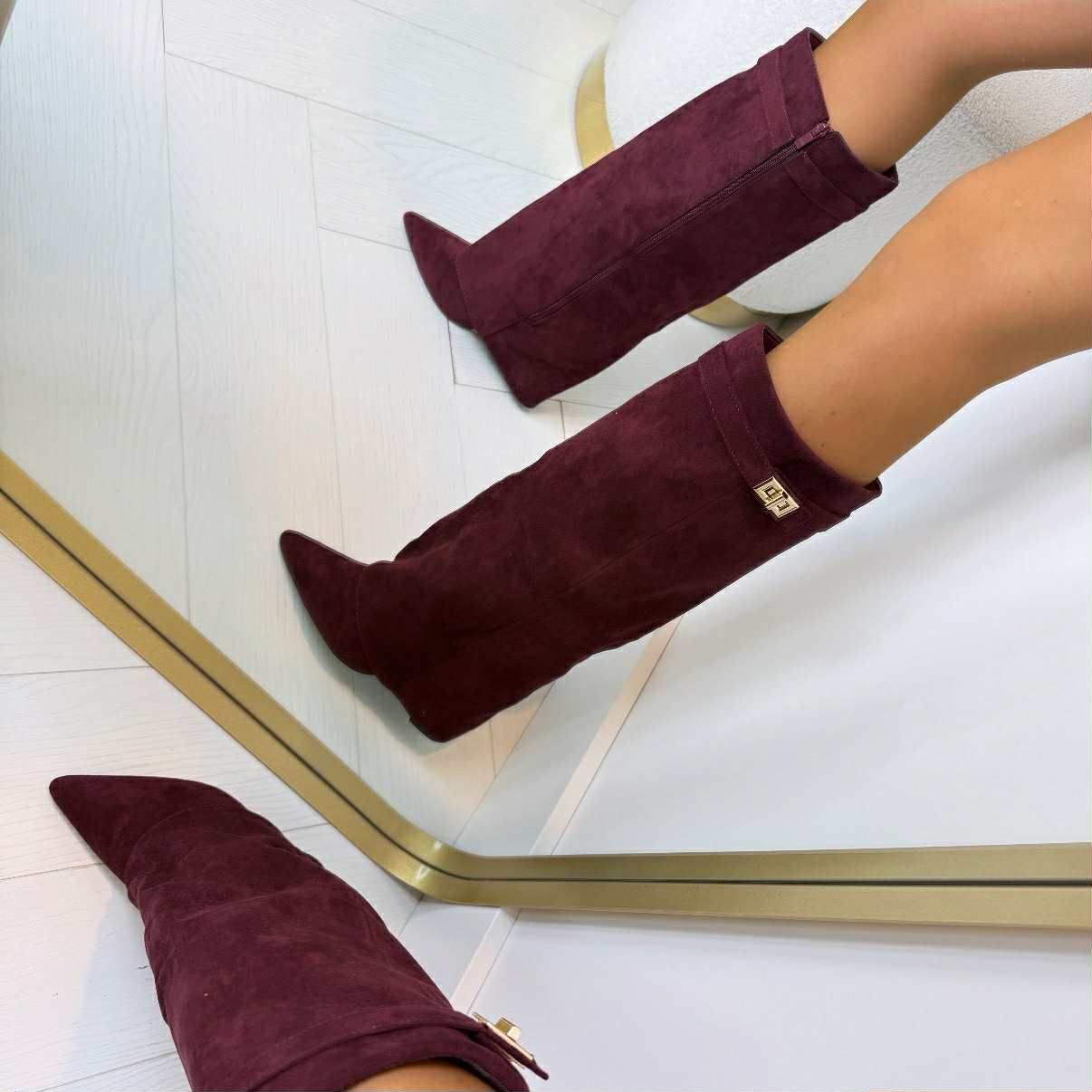 ÉLODIE™ | BOTTE EFFET DAIM AVEC BOUCLE 9501A BORDEAUX