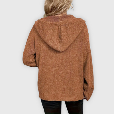 Maëlys™ | Sweat à capuche chic et stylé à manches longues avec patte de boutonnage