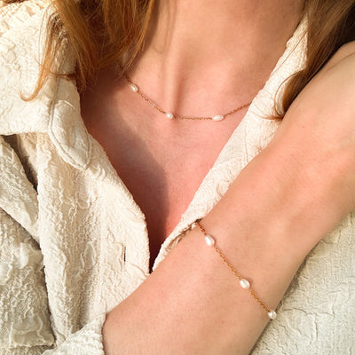 Bracelet en perles plaqué or Dot