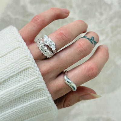 Bague Magma Plate – Finition argentée