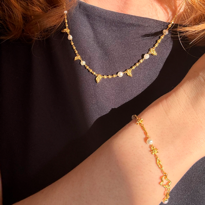 Bracelet Solis avec perles, finition couleur or