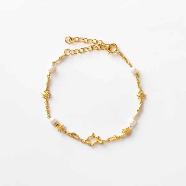 Bracelet Solis avec perles, finition couleur or