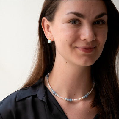 Puces d’oreilles Cœur Bleu – Dorées