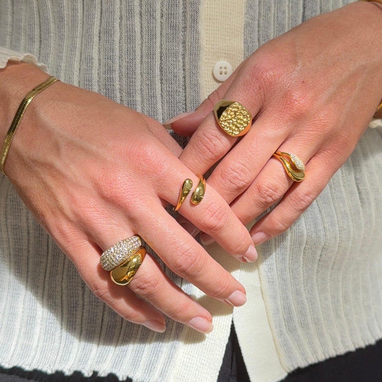 Bague Dôme Cristal – Finition dorée