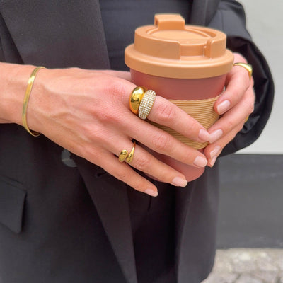 Bague Dôme Cristal – Finition dorée