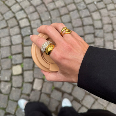 Bague Dôme Cristal – Finition dorée