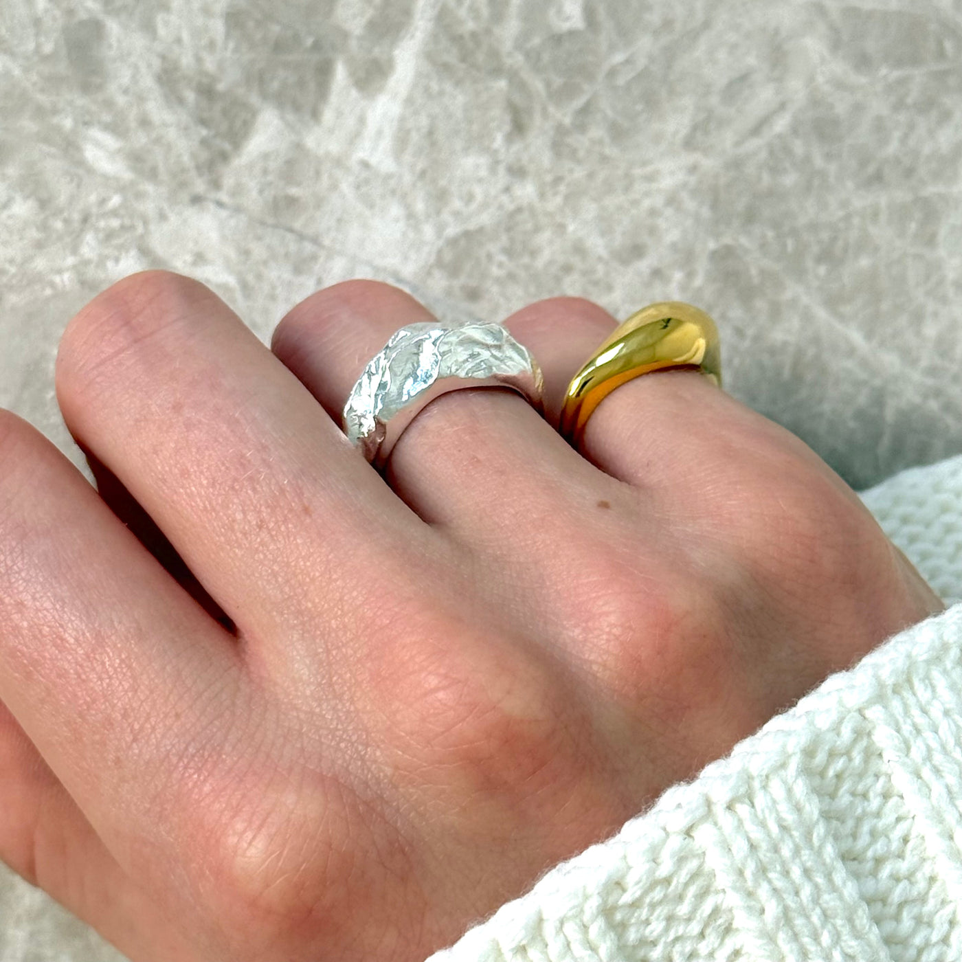 Bague Magma Chunky – Finition argentée