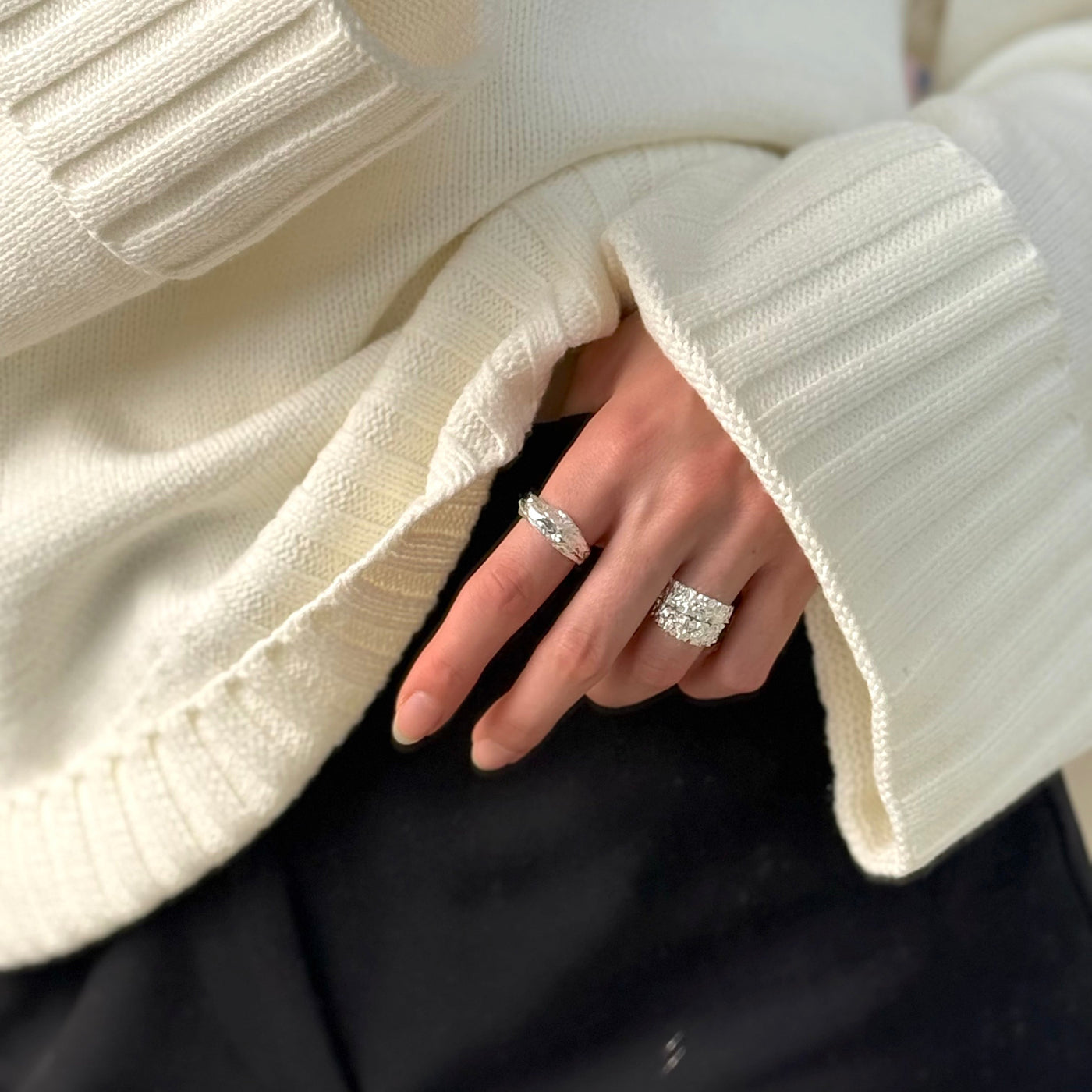 Bague Magma Chunky – Finition argentée