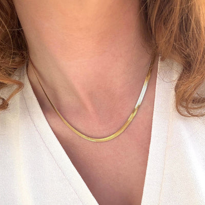 Collier Serpent Plat 4 mm – Finition dorée