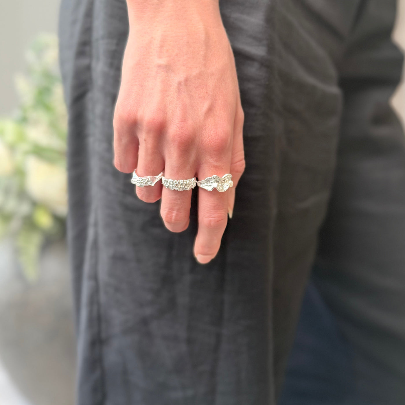 Bague Magma Plate – Finition argentée