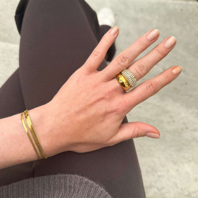 Bague Dôme Cristal – Finition dorée