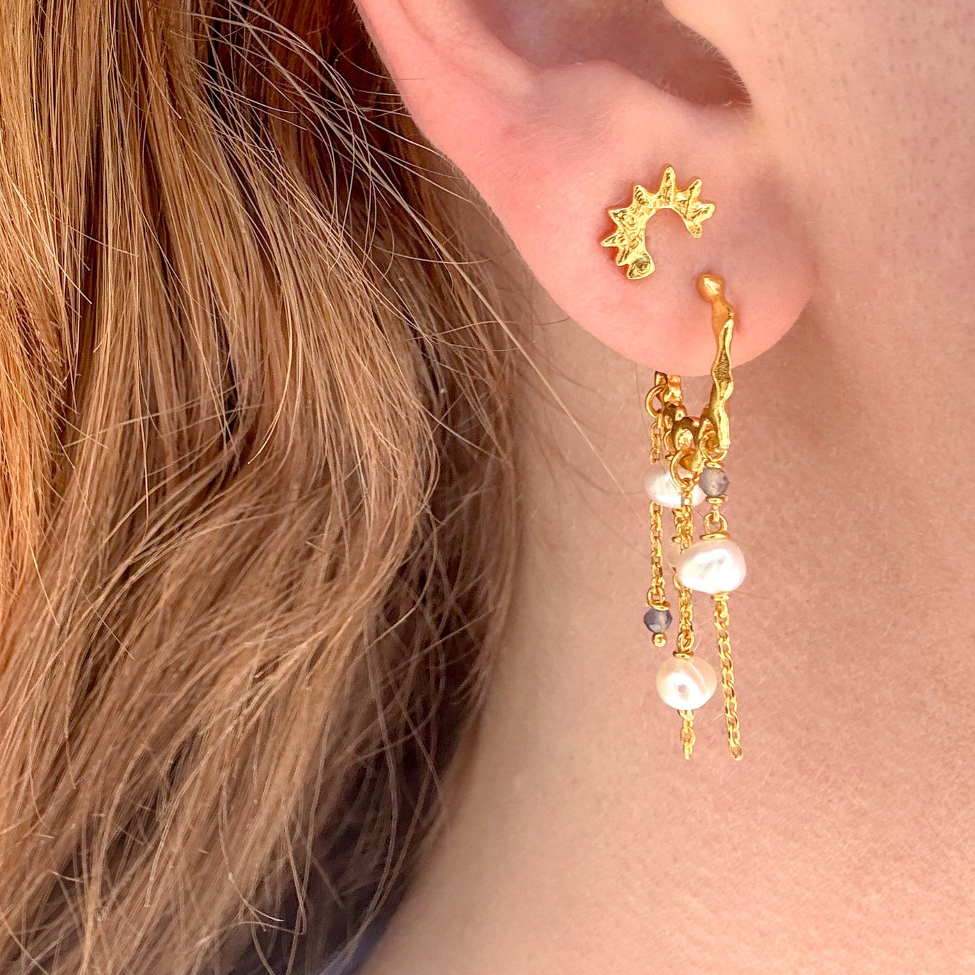 Boucles d’oreilles Luna Dangle Pastel – Finition dorée