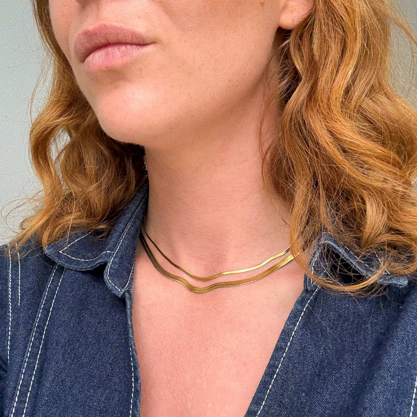 Collier Serpent Plat 4 mm – Finition dorée