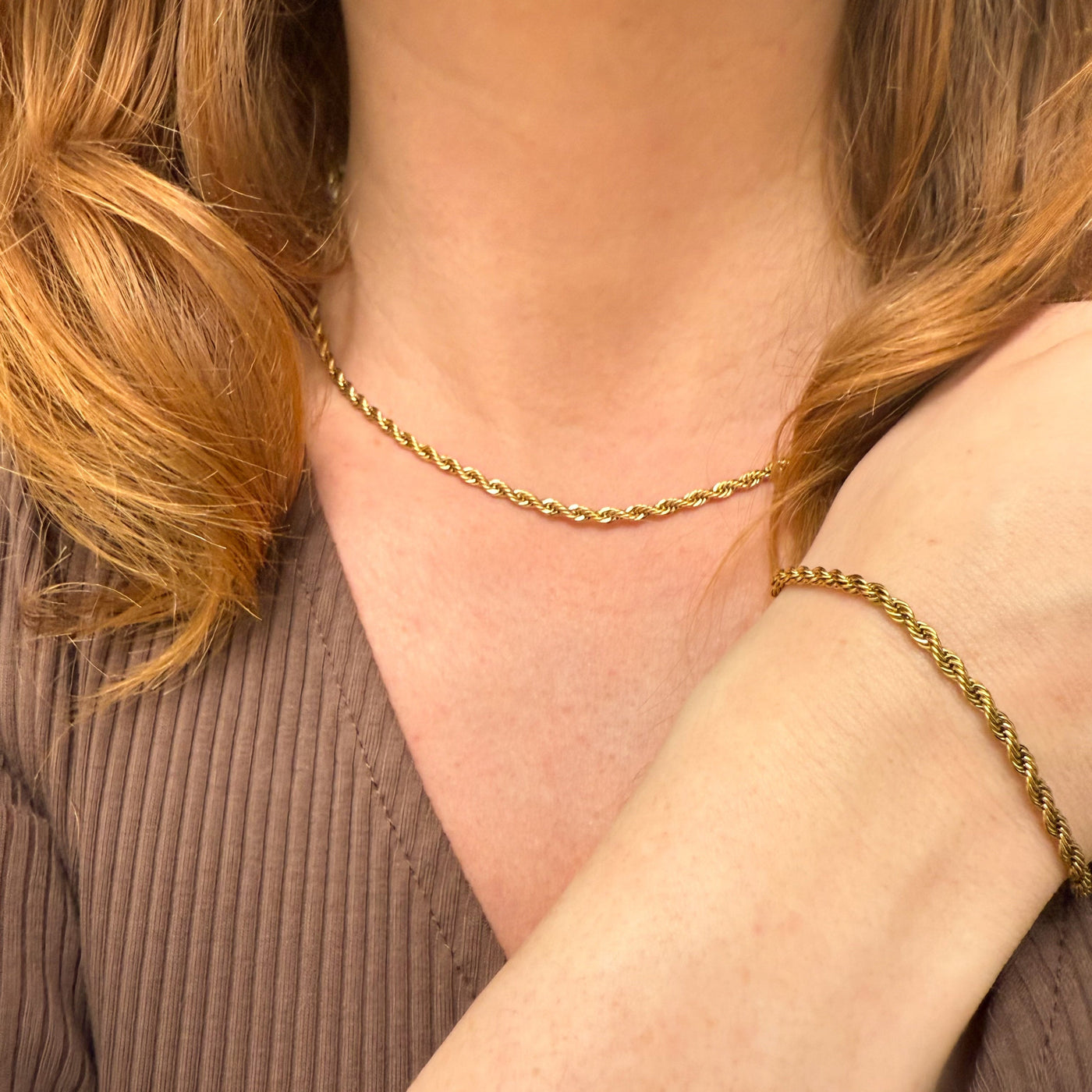 Collier Corde Torsadée – Finition dorée