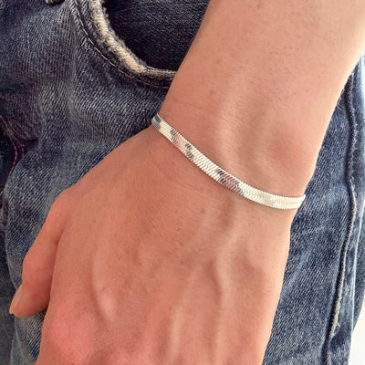 Bracelet Serpent Plat 4 mm – Finition argentée