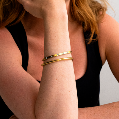 Bracelet Classic avec cristaux et design à pois, finition couleur or