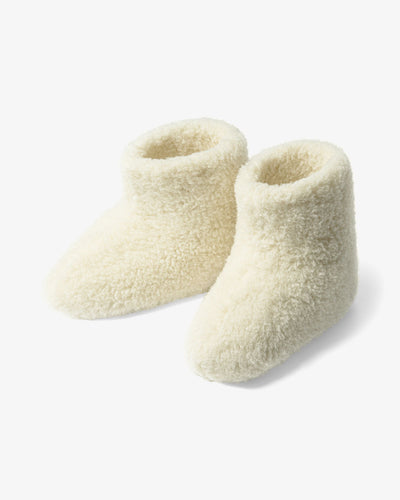 Chaussons en laine pour enfants – Blanc (modèle haut)