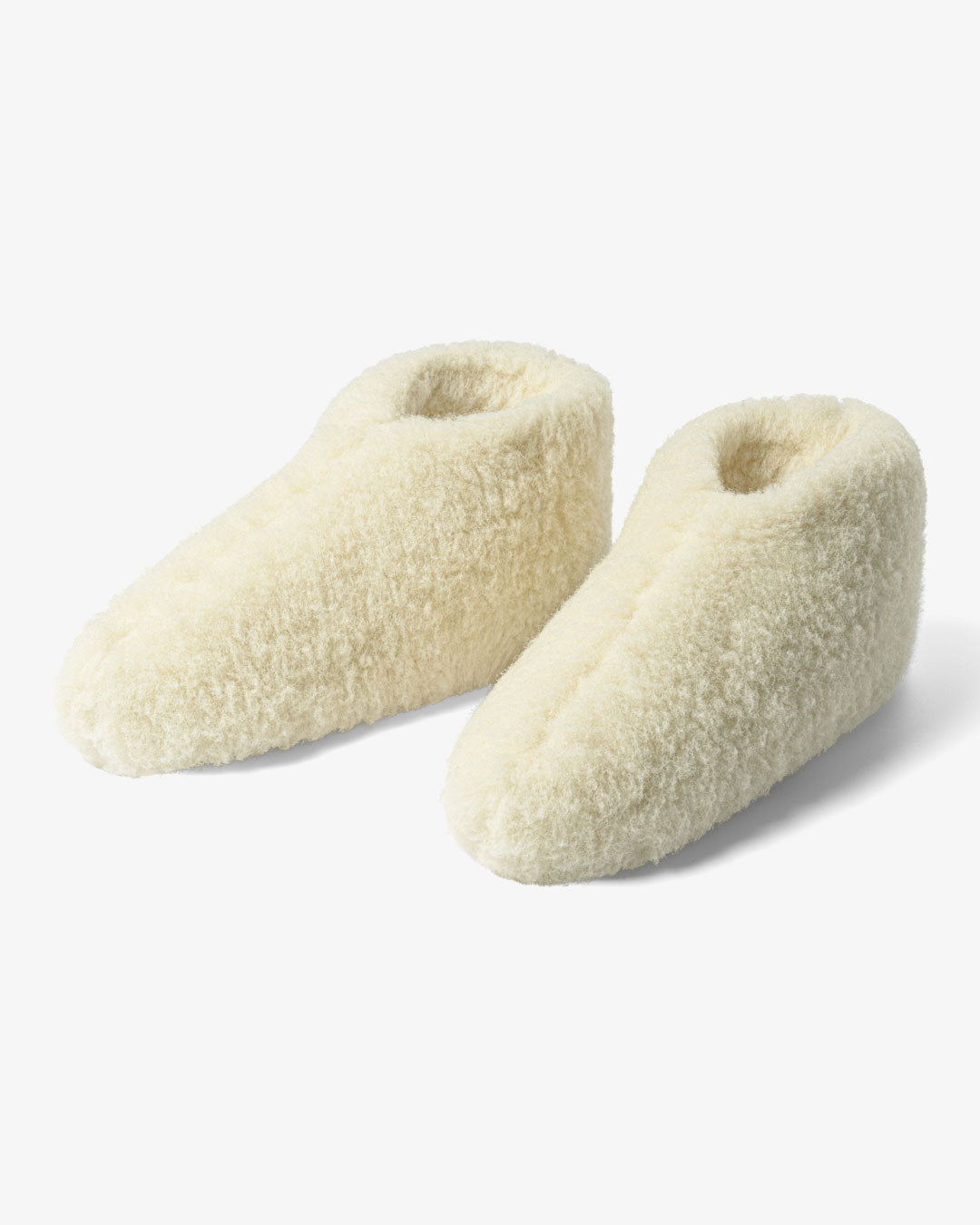 Pantoufles en laine – blanches (Modèle bas)