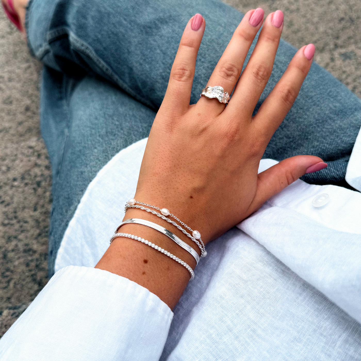 Bracelet Perle Dot – Finition argentée