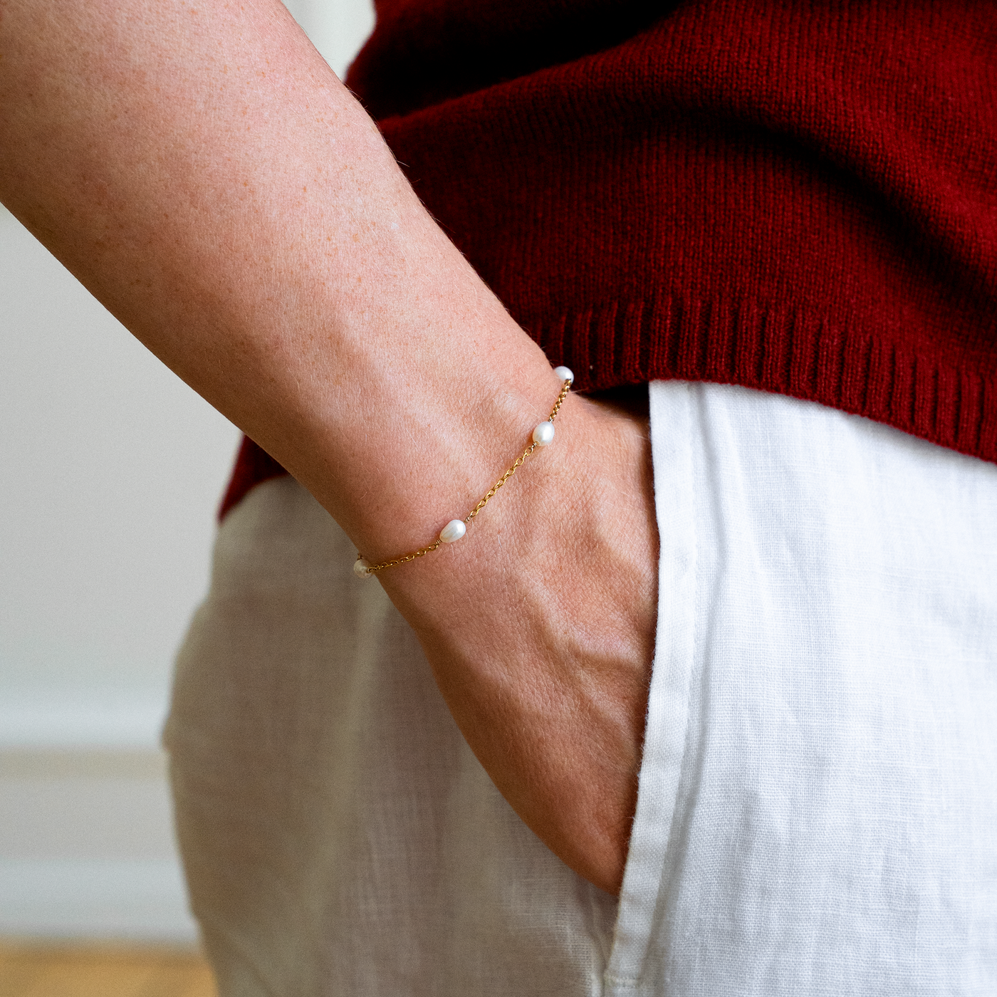 Bracelet en perles plaqué or Dot
