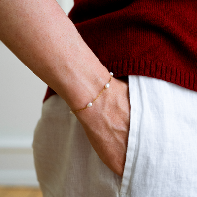 Bracelet en perles plaqué or Dot