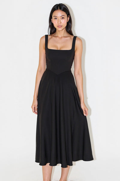 LIORA™ | Robe Midi à Encolure Carrée