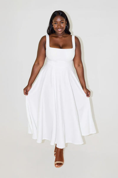 LIORA™ | Robe Midi à Encolure Carrée