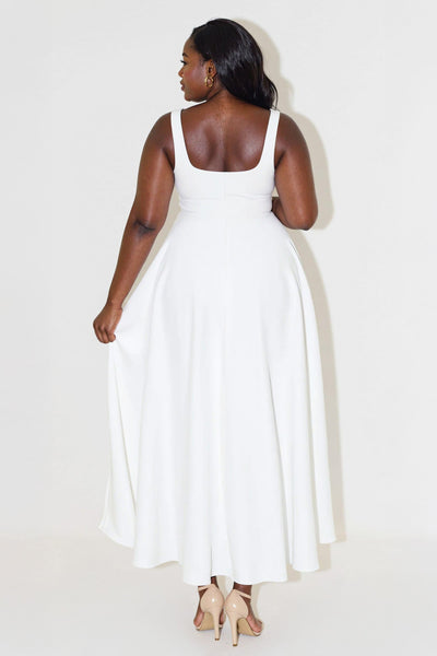 LIORA™ | Robe Midi à Encolure Carrée