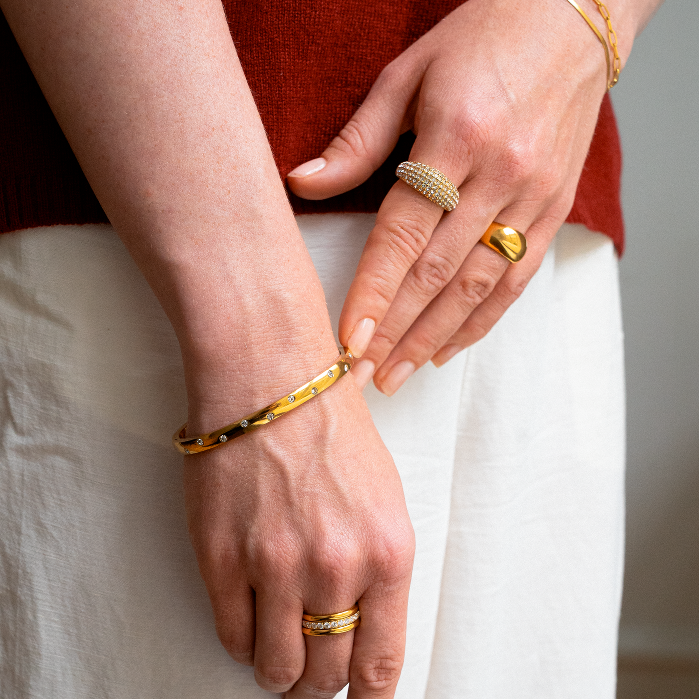 Bague Dôme Cristal – Finition dorée