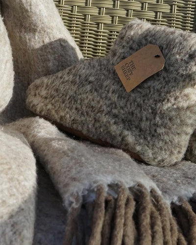 Pantoufles en laine – gris clair (Modèle haut)