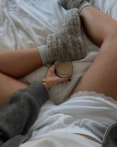 Pantoufles en laine – gris clair (Modèle haut)