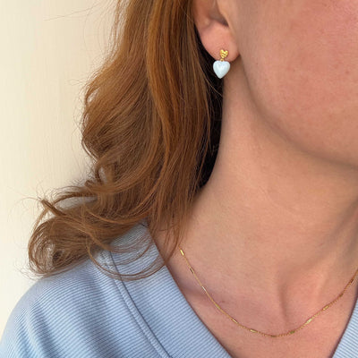 Puces d’oreilles Cœur Bleu – Dorées
