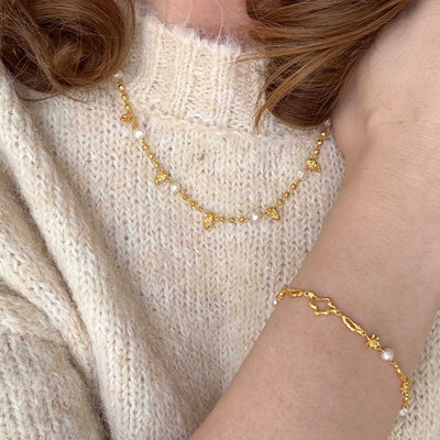 Bracelet Solis avec perles, finition couleur or