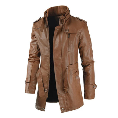 Damien™ | Veste de biker longue en cuir élégante