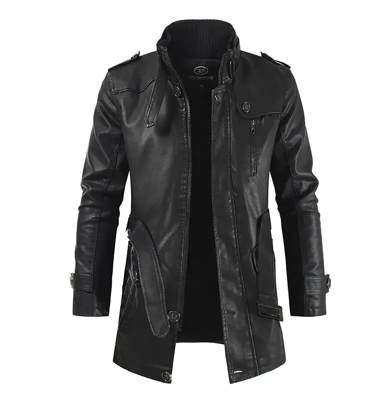 Damien™ | Veste de biker longue en cuir élégante