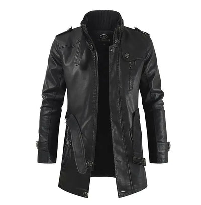 Damien™ | Veste de biker longue en cuir élégante