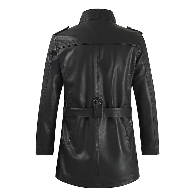 Damien™ | Veste de biker longue en cuir élégante
