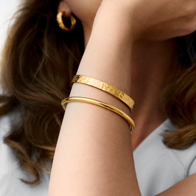 Jonc martelé finition couleur or