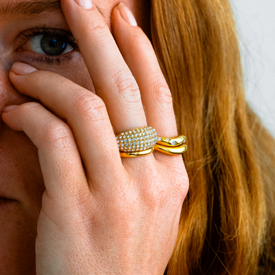 Bague Dôme Cristal – Finition dorée